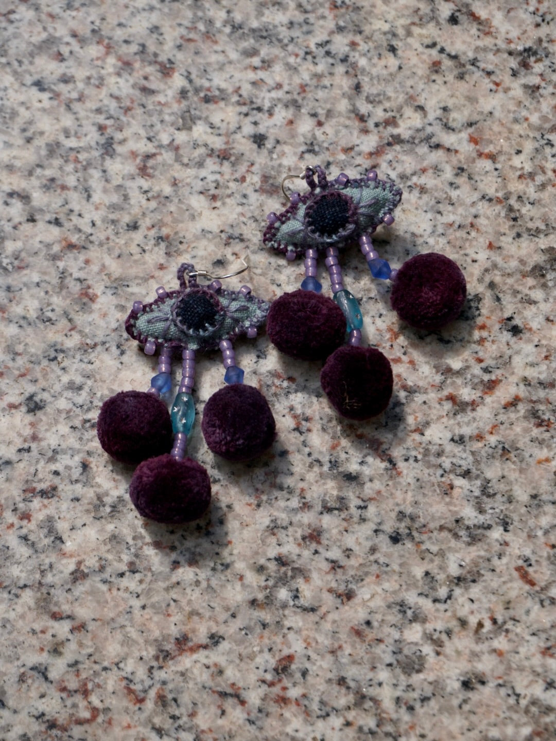 Boho Style Lahu Handmade Pom-Pom Earrings