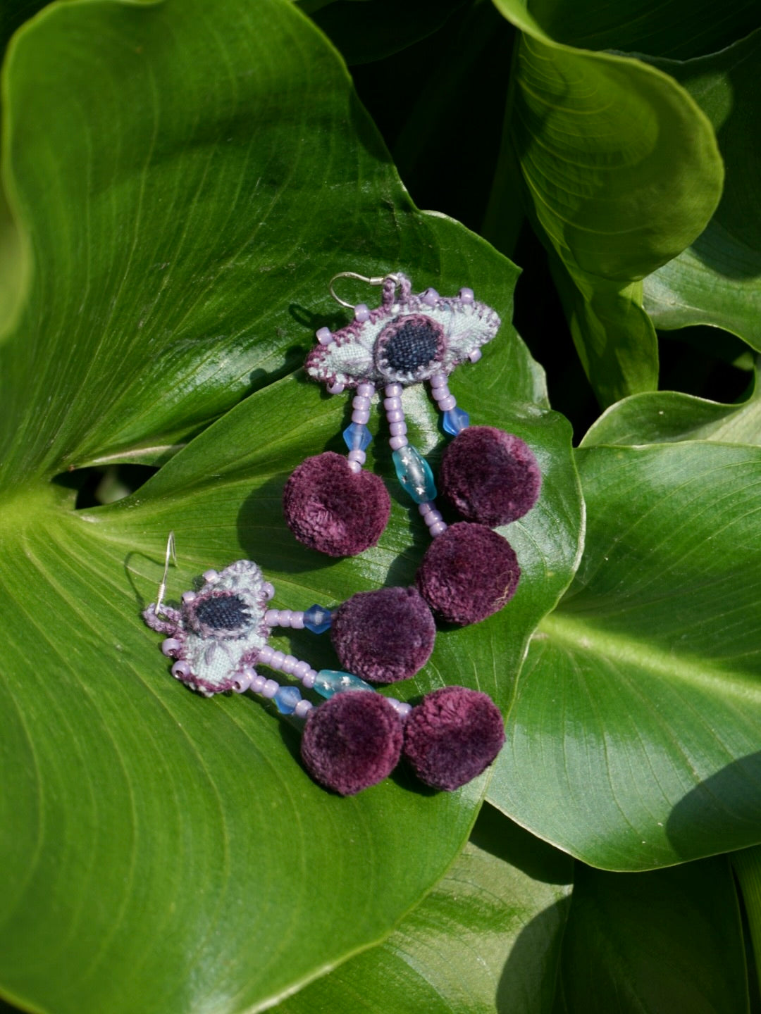 Boho Style Lahu Handmade Pom-Pom Earrings
