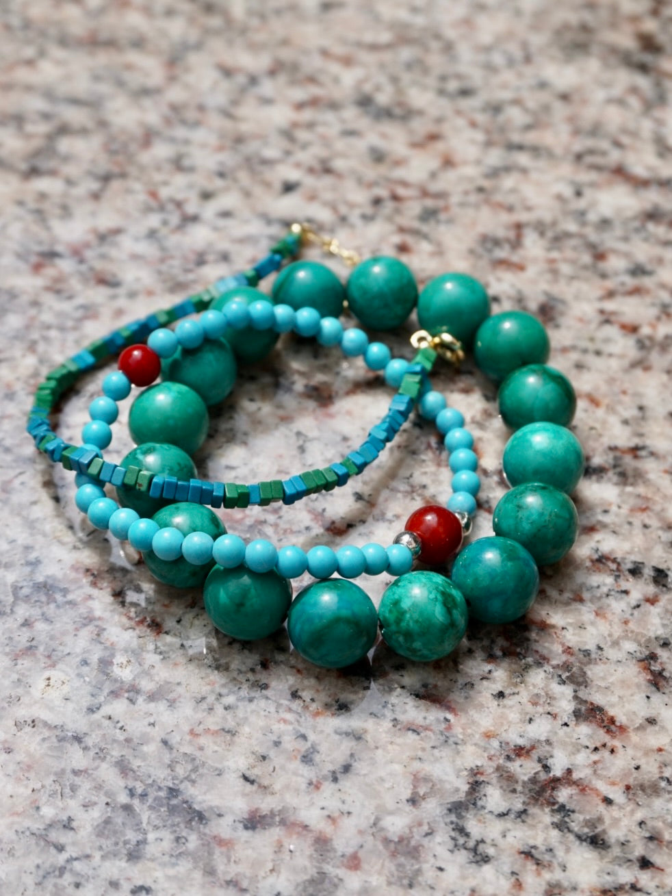 Natural Turquoise Energy Bracelet Set – Healing & Stylish Artisan Jewelry (3 Pieces)