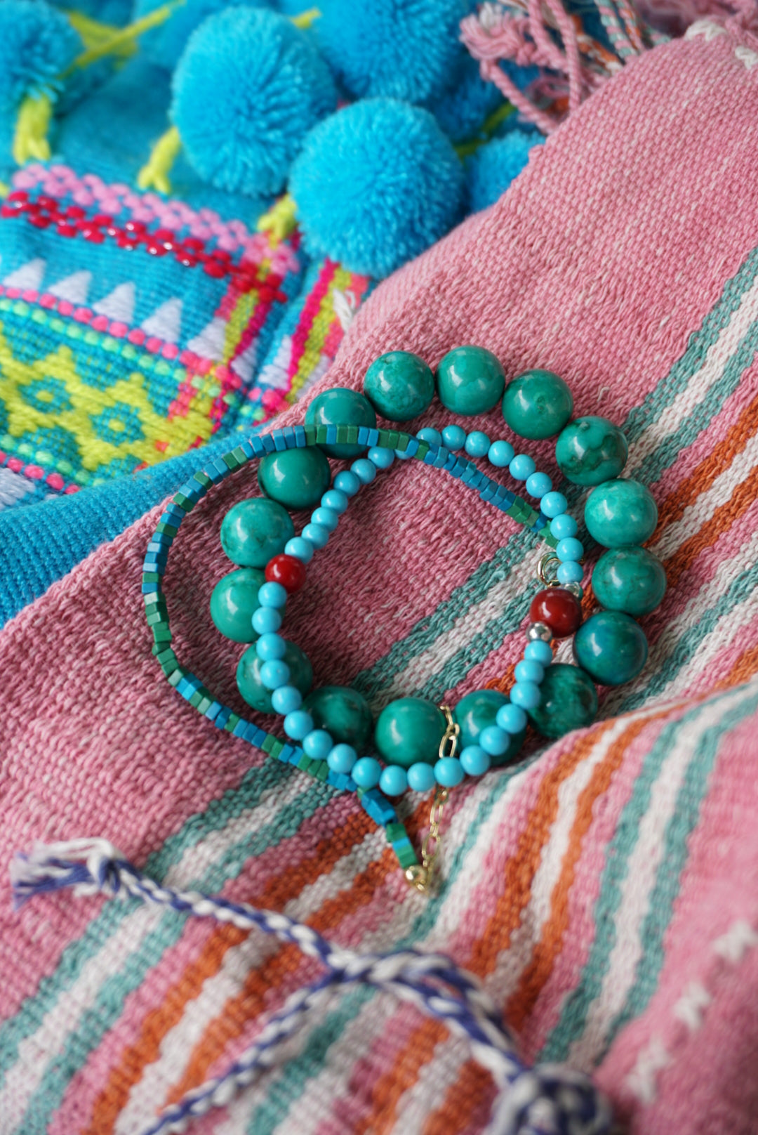 Natural Turquoise Energy Bracelet Set – Healing & Stylish Artisan Jewelry (3 Pieces)