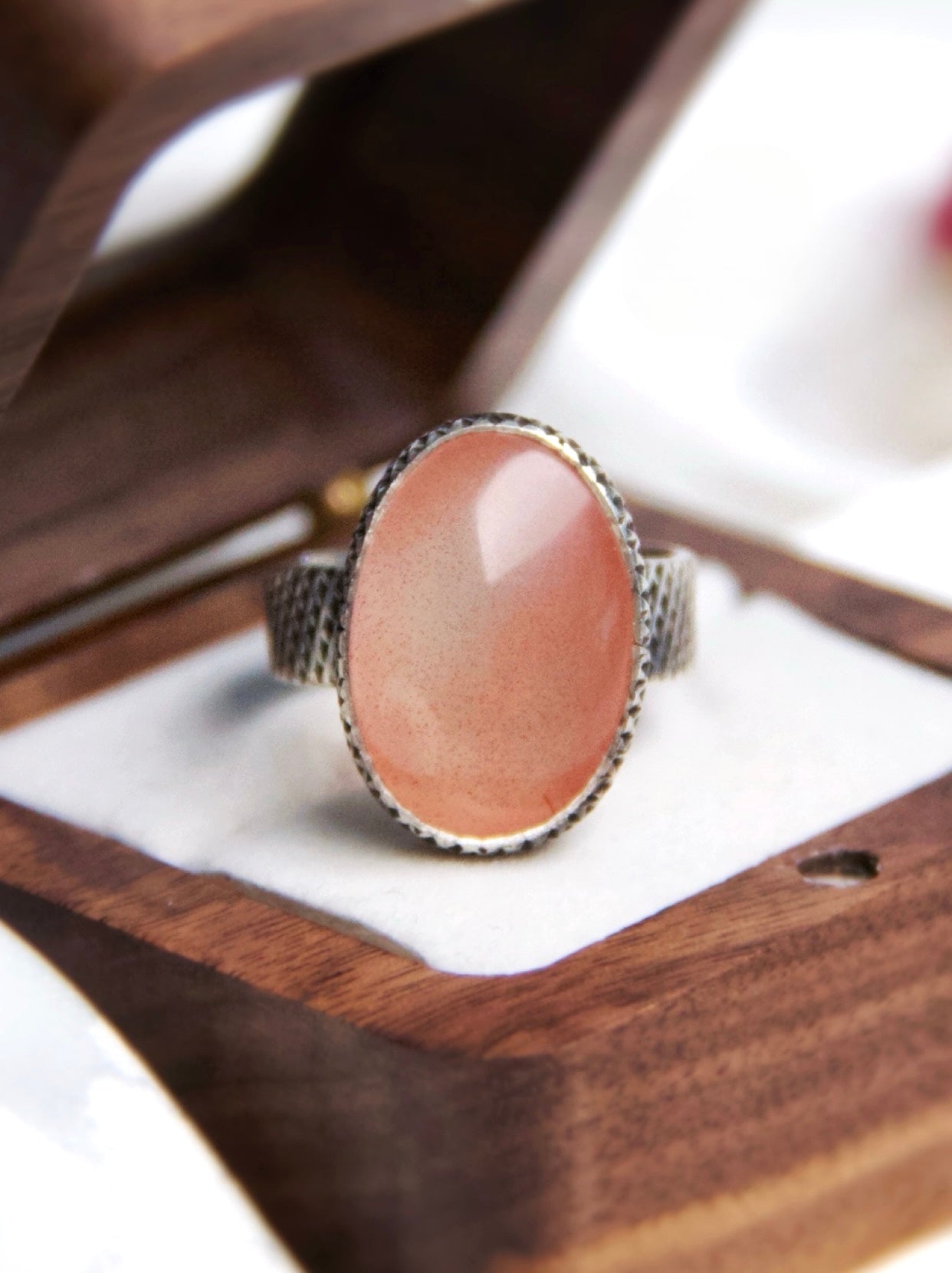Red Agate Ring with Cinnabar Spots β 925 Sterling Silver, Handcrafted Protection Jewelry