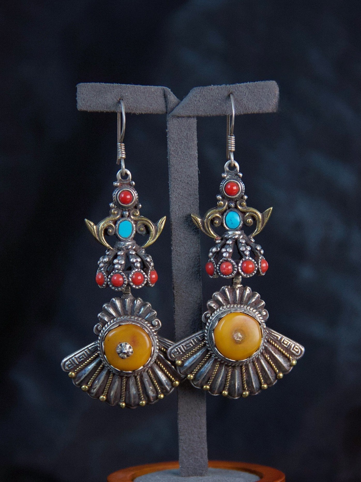 Old Beeswax Amber Earrings
