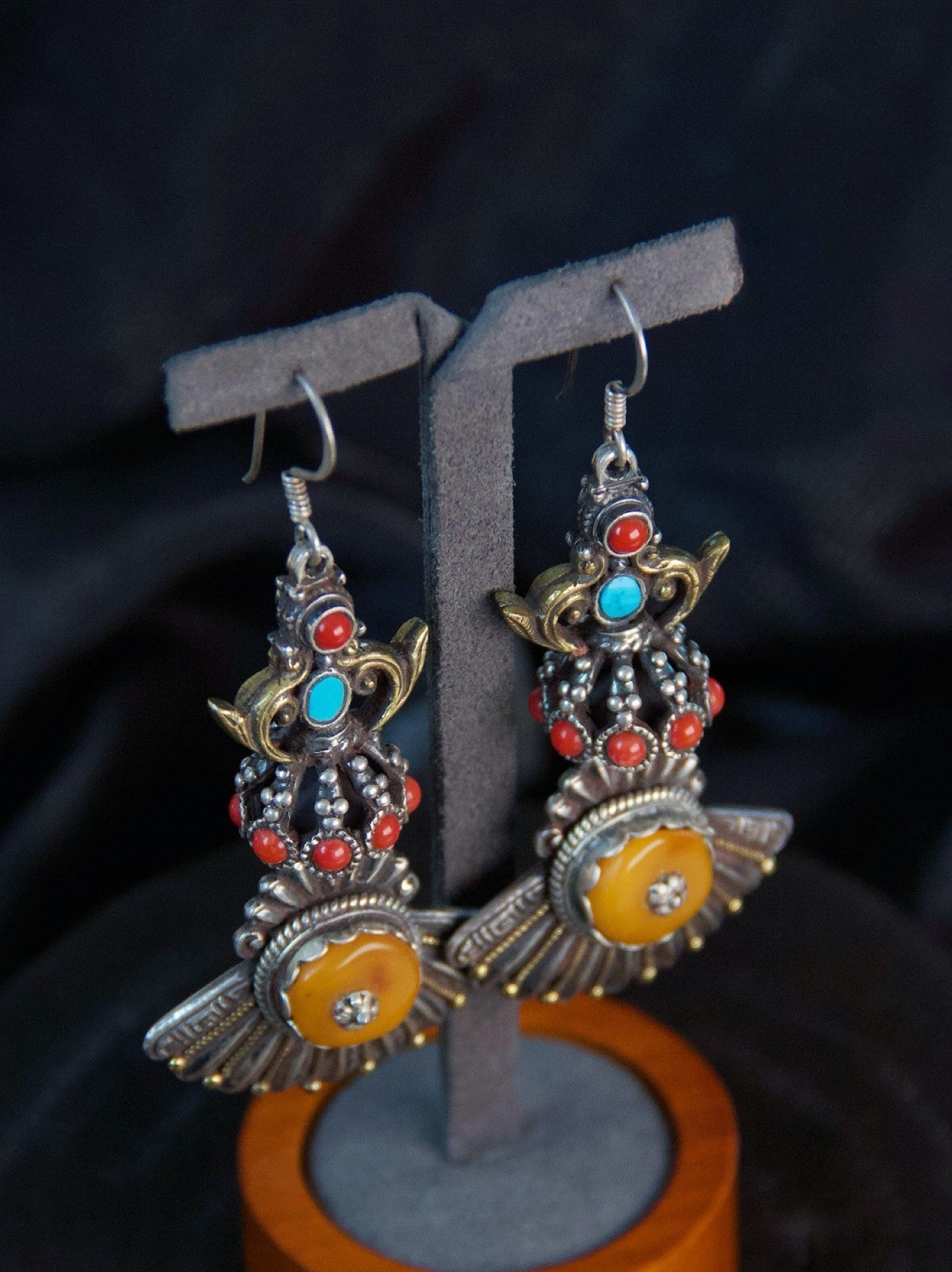 Old Beeswax Amber Earrings