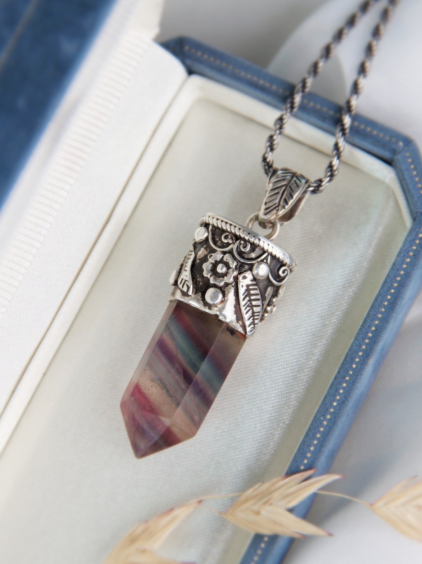 Handcrafted Fluorite Crystal Necklace – Natural Gemstone Jewelry with Healing Properties