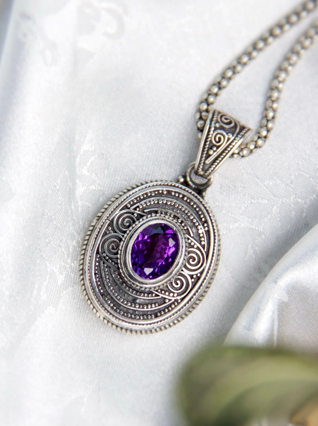 Vintage Crystal Necklace Unique Pendant - Buddhist Jewelry