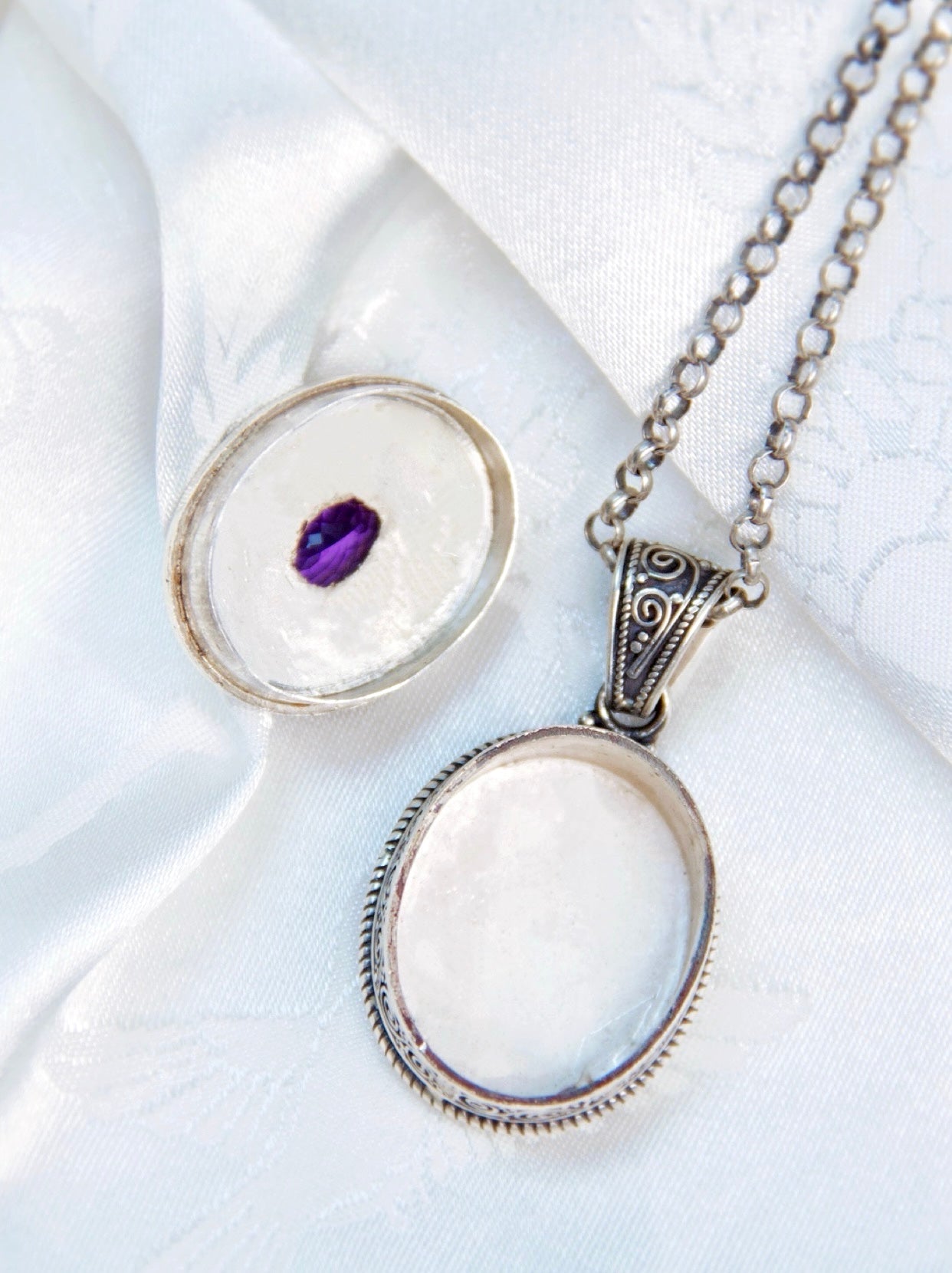 Vintage Crystal Necklace Unique Pendant - Buddhist Jewelry