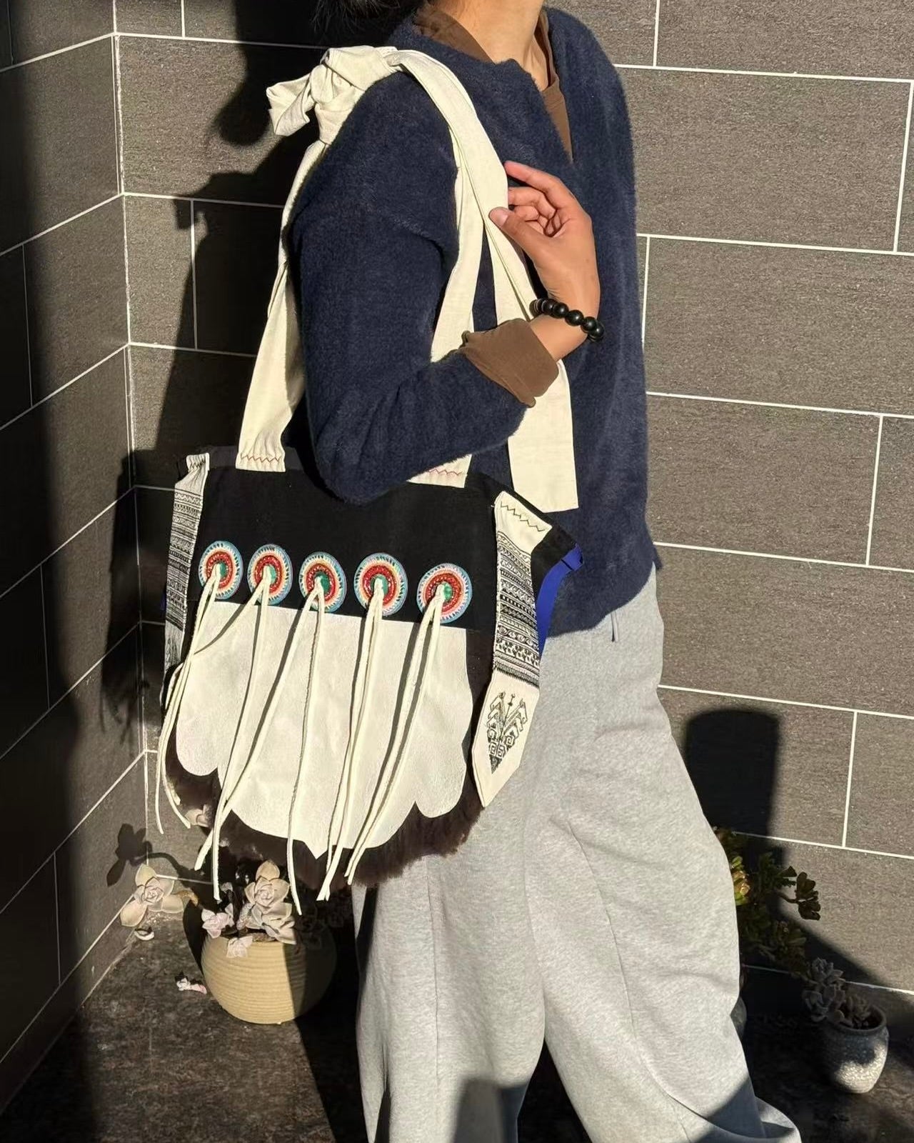 Handmade leather bag-Boho style