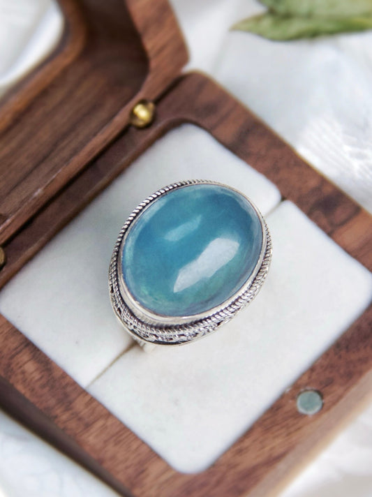 Adjustable Aquamarine Ring – March Birthstone, Handmade Sterling Silver