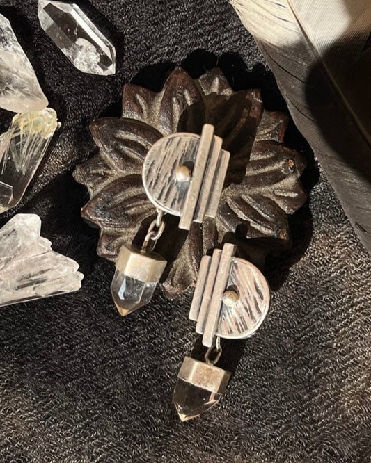 Spin Tribe x HerStory-Traces of Flow – Handmade 925 Silver & Himalayan Crystal Earrings