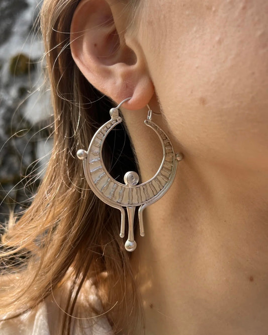 Day and Night Companion / Handcrafted 925 Silver Moonstone Earrings