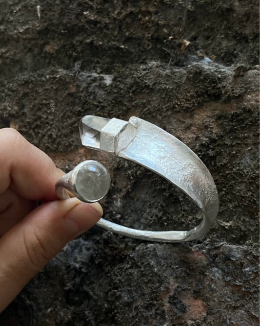 Spin Tribe x Yunnan HerStory – Himalayan White Quartz Crystal Ring | Handcrafted Sterling Silver