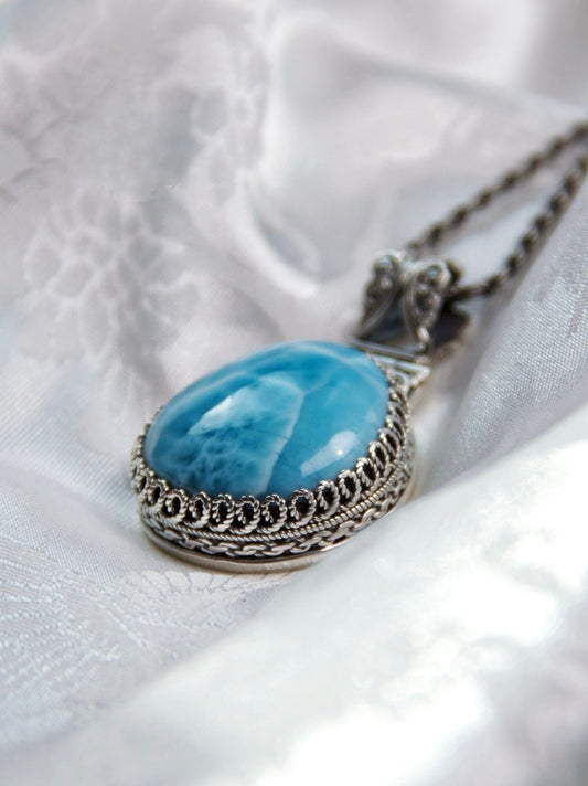 Larimar Pendant (Jade-like Blue Stone)