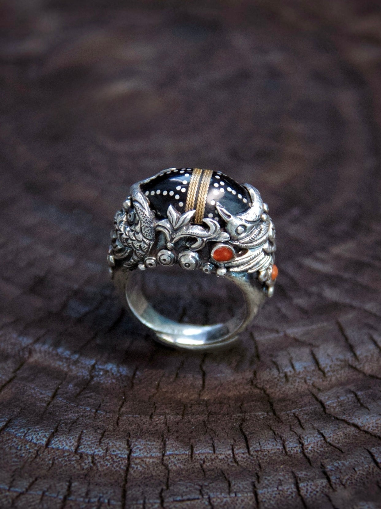 Handcrafted Black Coral Ring – Natural Gemstone Jewelry with Healing Properties