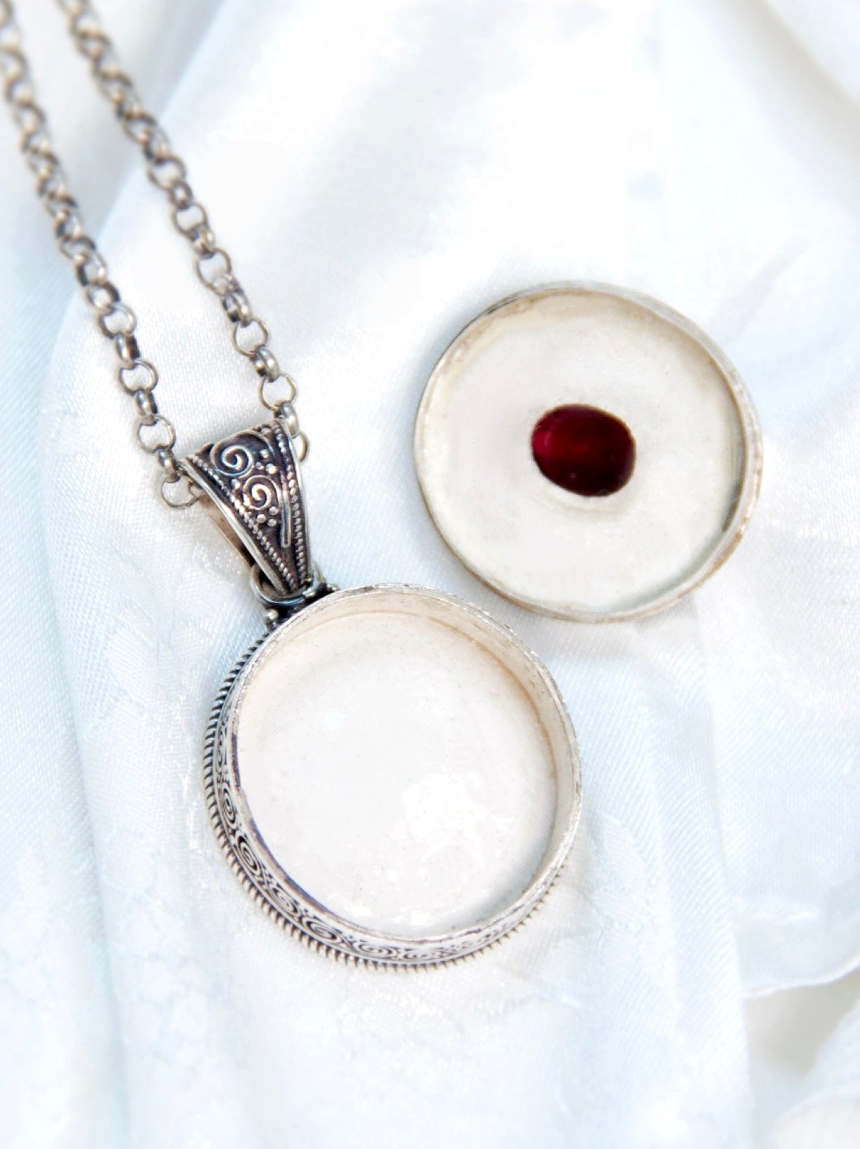 Garnet Chakra Pendant – Handcrafted Silver Necklace for Energy & Passion